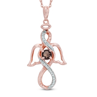 4.2mm Smoky Quartz and 0.09 CT. T.W. Diamond Infinity Angel Pendant in 10K Rose Gold