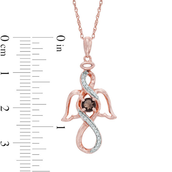 4.2mm Smoky Quartz and 0.09 CT. T.W. Diamond Infinity Angel Pendant in 10K Rose Gold