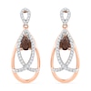 Thumbnail Image 0 of Pear-Shaped Smoky Quartz and 0.25 CT. T.W. Diamond Drape Drop Earrings in 10K Rose Gold