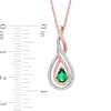 Pear-Shaped Lab-Created Emerald and 0.12 CT. T.W. Diamond Infinity Loop Pendant in 10K Rose Gold