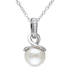 Thumbnail Image 0 of 8.0-8.5mm Freshwater Cultured Pearl and Diamond Accent Loop Pendant in Sterling Silver