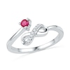 Lab-Created Ruby and Diamond Accent Infinity Midi Ring in Sterling Silver