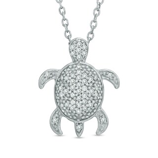 0.15 CT. T.W. Diamond Turtle Pendant in Sterling Silver