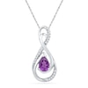 Thumbnail Image 0 of Pear-Shaped Amethyst and 0.10 CT. T.W. Diamond Infinity Loop Pendant in Sterling Silver