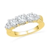 Thumbnail Image 1 of Lab-Created White Sapphire and 0.12 CT. T.W. Diamond Three Stone Ring in 10K Gold