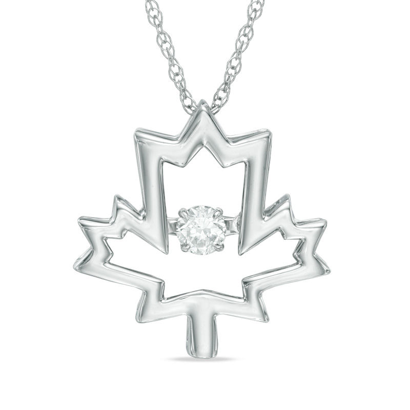 Unstoppable Love™ 0.10 CT. Certified Canadian Diamond Maple Leaf Pendant in 10K White Gold (I/I2)|Peoples Jewellers