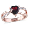 Thumbnail Image 0 of 7.0mm Heart-Shaped Garnet and 0.05 CT. T.W. Diamond Ring in 10K Rose Gold