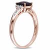 Thumbnail Image 1 of 6.0mm Cushion-Cut Garnet and 0.05 CT. T.W. Diamond Ring in 10K Rose Gold