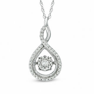 Unstoppable Love™ 0.20 CT. T.W. Diamond Twist Teardrop Pendant in 10K White Gold