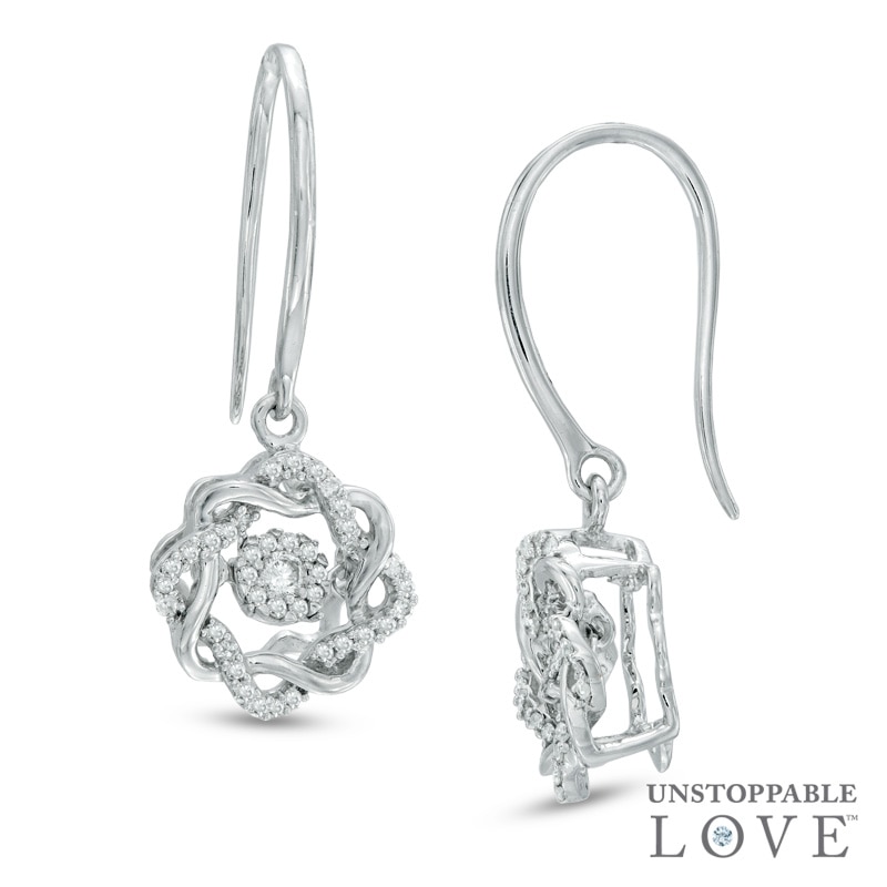 Unstoppable Love™ 0.29 CT. T.W. Diamond Wreath Drop Earrings in 10K White Gold|Peoples Jewellers