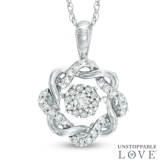 Unstoppable Love™ 0.19 CT. T.W. Diamond Wreath Pendant in 10K White Gold