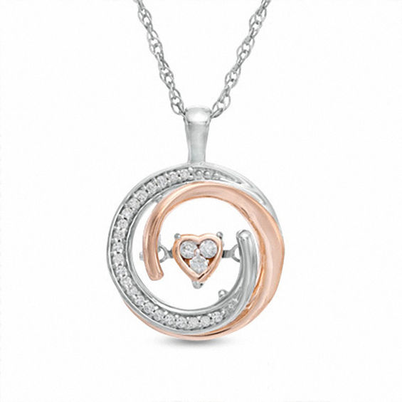 Unstoppable Love™ 0.10 CT. T.W. Diamond Heart Whirl Pendant in Sterling Silver and 10K Rose Gold