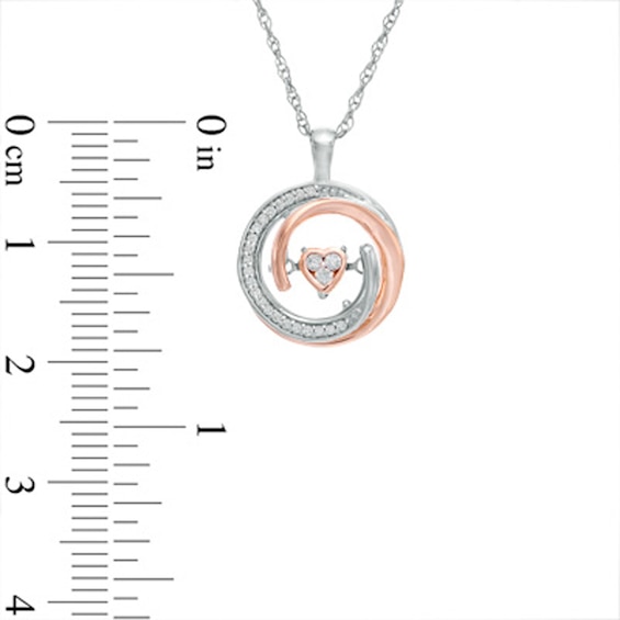 Unstoppable Love™ 0.10 CT. T.W. Diamond Heart Whirl Pendant in Sterling Silver and 10K Rose Gold