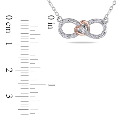 0.10 CT. T.W. Diamond Sideways Infinity with Heart Necklace in Two-Tone Sterling Silver