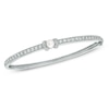 Thumbnail Image 0 of 5.5-6.0mm Freshwater Cultured Pearl and Lab-Created White Sapphire Bangle in Sterling Silver-7.25"