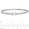 5.5-6.0mm Freshwater Cultured Pearl and Lab-Created White Sapphire Bangle in Sterling Silver-7.25"