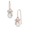 Thumbnail Image 0 of 7.5-8.0mm Freshwater Cultured Pearl and Lab-Created White Sapphire Earrings in Sterling Silver with 18K Rose Gold Plate