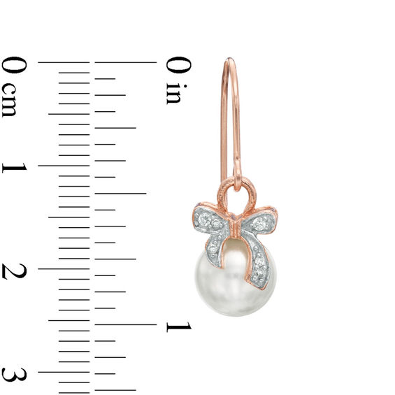 7.5-8.0mm Freshwater Cultured Pearl and Lab-Created White Sapphire Earrings in Sterling Silver with 18K Rose Gold Plate