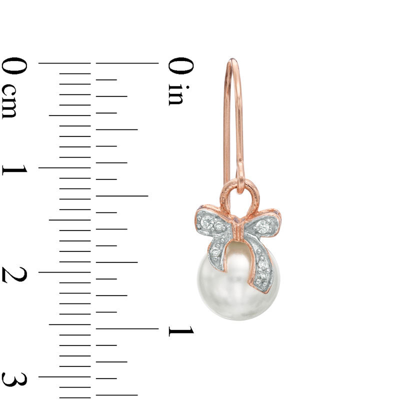 7.5-8.0mm Freshwater Cultured Pearl and Lab-Created White Sapphire Earrings in Sterling Silver with 18K Rose Gold Plate