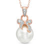 Thumbnail Image 0 of 9.5mm Freshwater Cultured Pearl and Lab-Created White Sapphire Pendant in Sterling Silver with 18K Rose Gold Plate