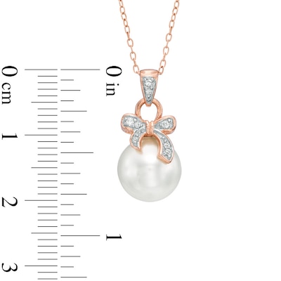 9.5mm Freshwater Cultured Pearl and Lab-Created White Sapphire Pendant in Sterling Silver with 18K Rose Gold Plate