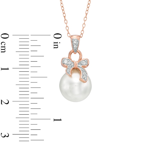 9.5mm Freshwater Cultured Pearl and Lab-Created White Sapphire Pendant in Sterling Silver with 18K Rose Gold Plate