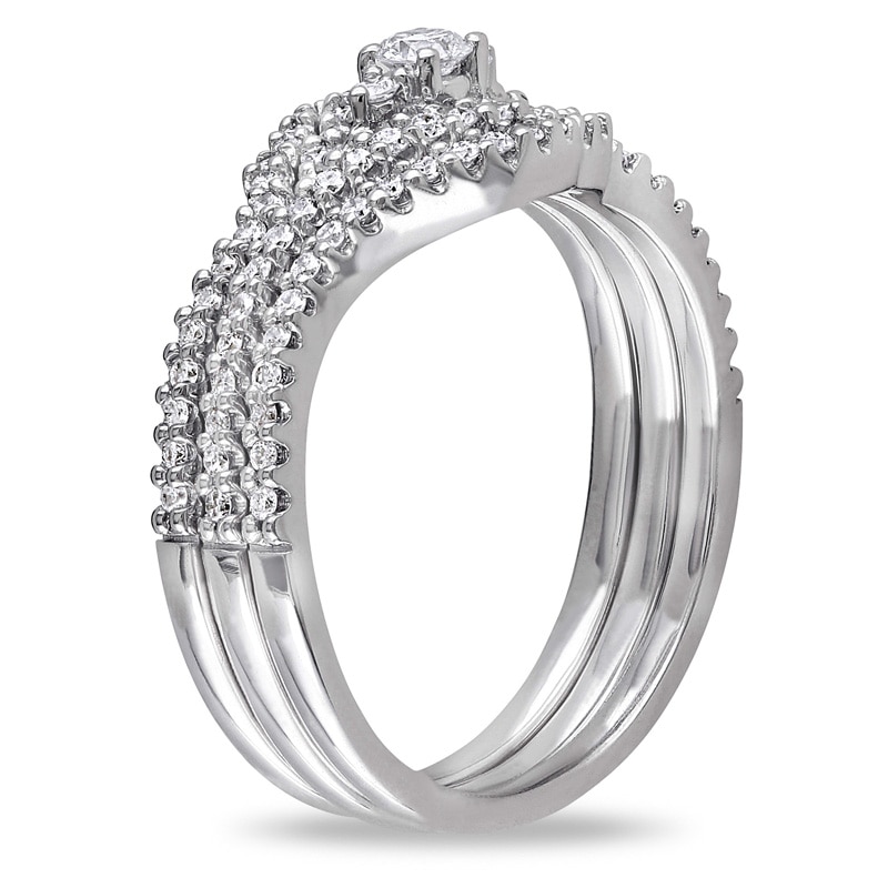 0.47 CT. T.W. Diamond Swirl Three Piece Bridal Set in 10K White Gold|Peoples Jewellers