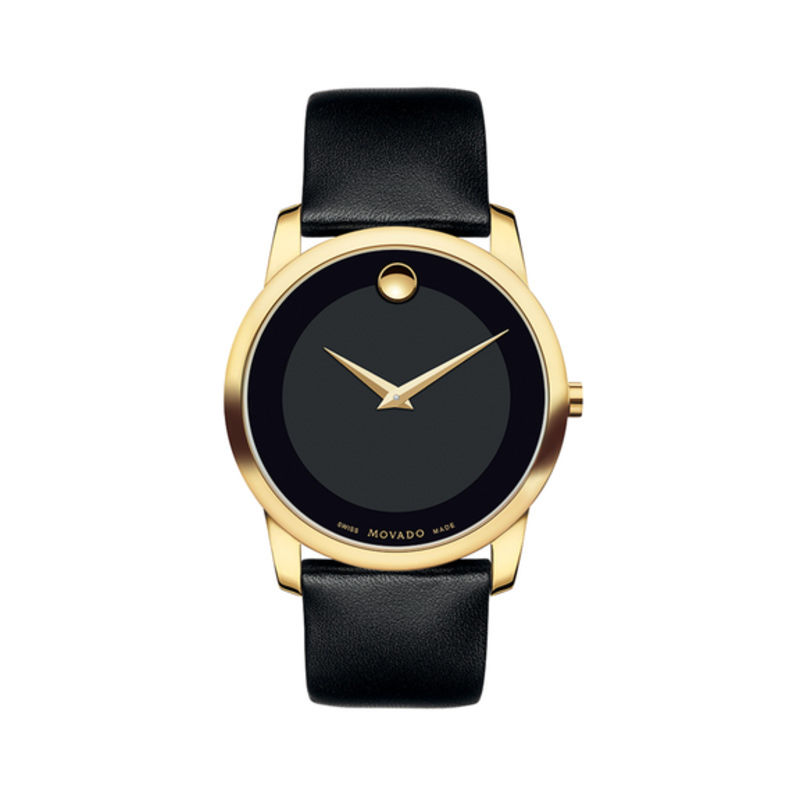 Black and shop gold movado watch