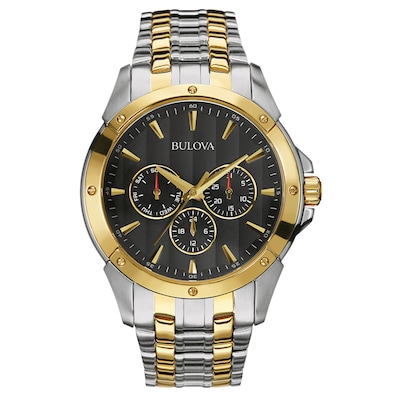 Men's Bulova Classic Two-Tone Watch with Black Dial (Model: 98C120)