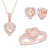 Pink Quartz Doublet and Lab-Created White Sapphire Three Piece Set in Sterling Silver with 18K Rose Gold Plate