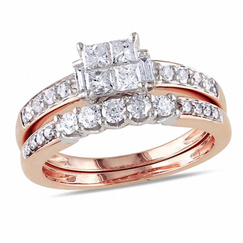 0.97 CT. T.W. Quad Princess-Cut Diamond Bridal Set in 14K Two-Tone Gold|Peoples Jewellers