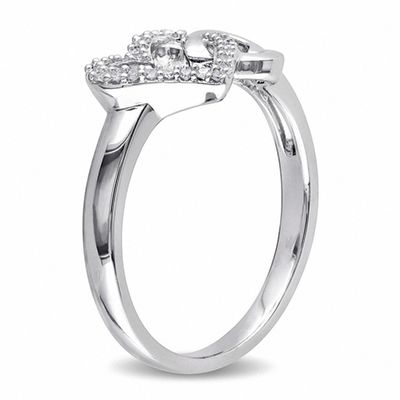 0.10 CT. T.W. Diamond Double Heart Outline Ring in Sterling Silver