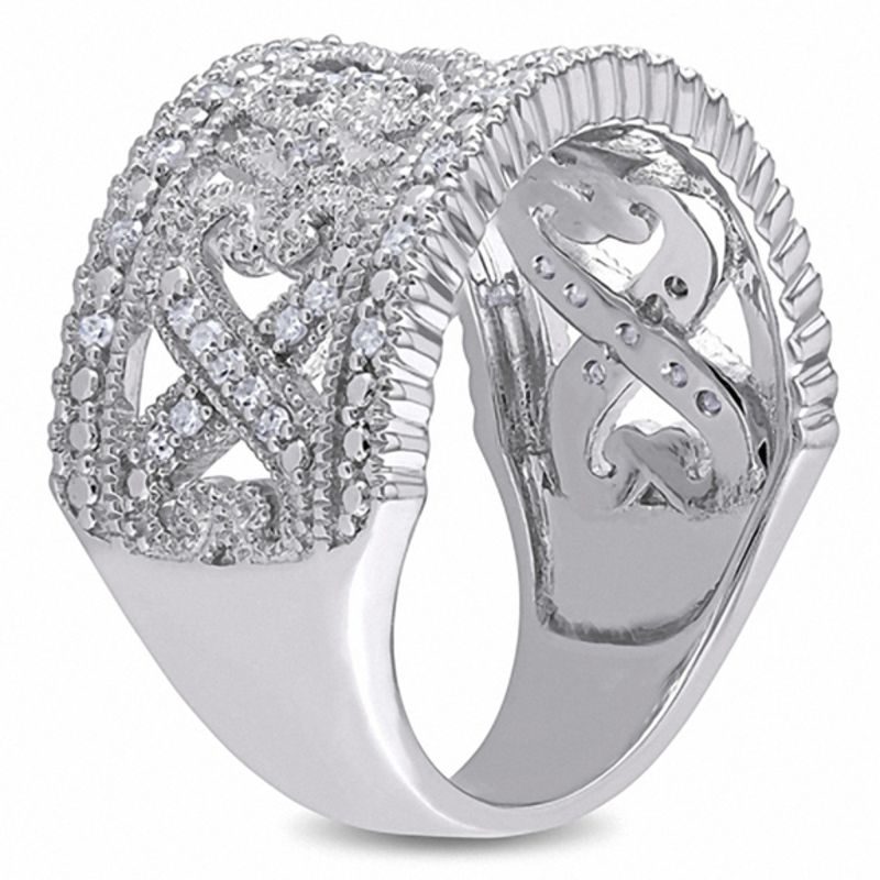 0.24 CT. T.W. Diamond Vintage-Style Beaded Ring in Sterling Silver|Peoples Jewellers