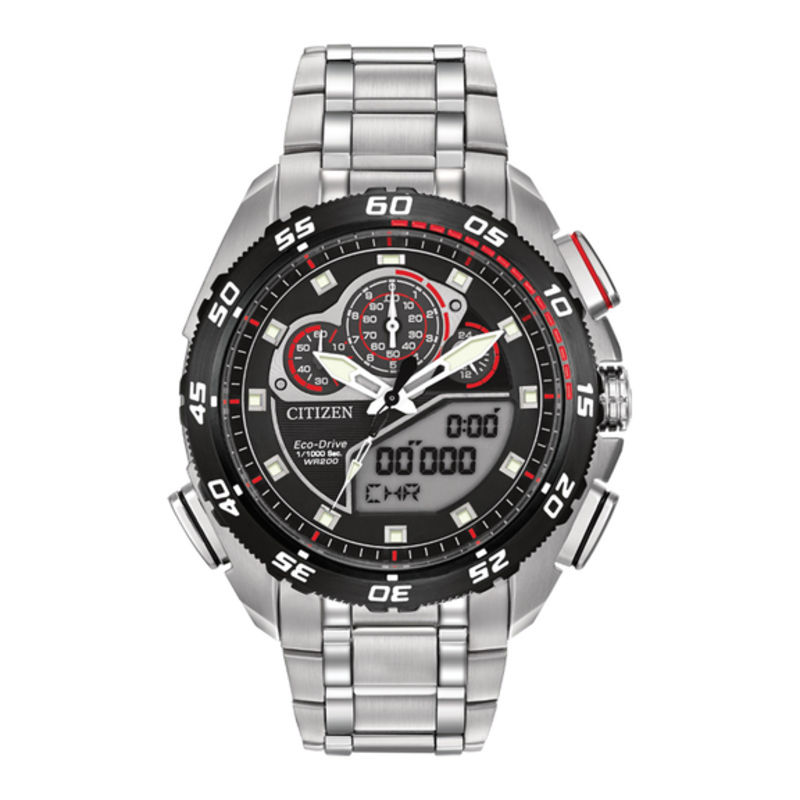 Men s Citizen Eco Drive Promaster SST Chronograph Watch with Black Dial Model JW0111 55E