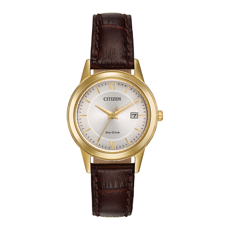 Ladies' Citizen Eco-Drive® Corso Gold-Tone Strap Watch with Ivory Dial  (Model: FE1082-05A) | Peoples Jewellers