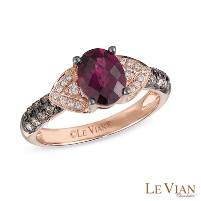 Le Vian® Raspberry Rhodolite™ and 0.34 CT. T.W. Diamond Ring in 14K Strawberry Gold™