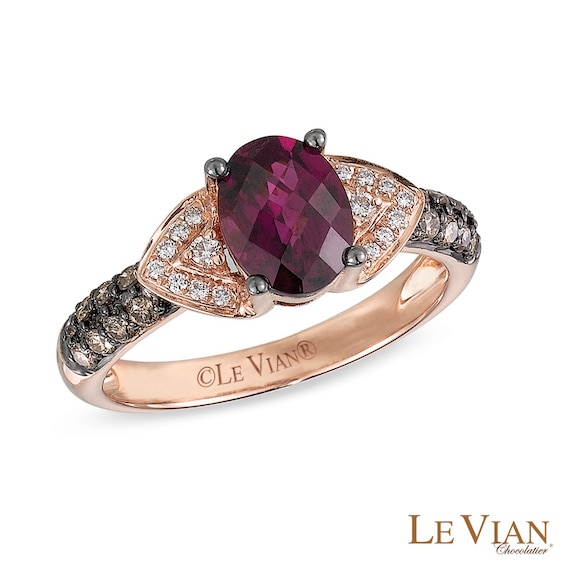 Le Vian® Raspberry Rhodolite™ and 0.34 CT. T.W. Diamond Ring in 14K Strawberry Gold™