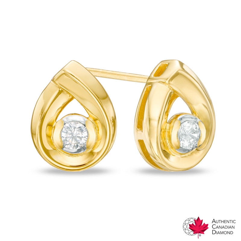 0.20 CT. T.W. Certified Canadian Diamond Solitaire Teardrop Stud Earrings in 14K Gold (I/I2)