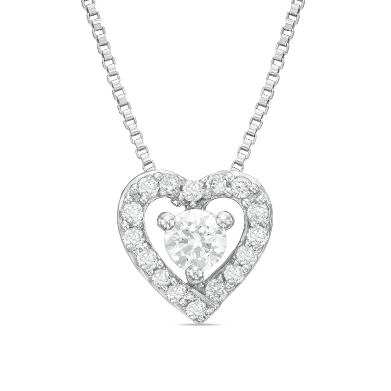 0.25 CT. T.W. Certified Canadian Diamond Heart Pendant in 14K White Gold (I/I2)