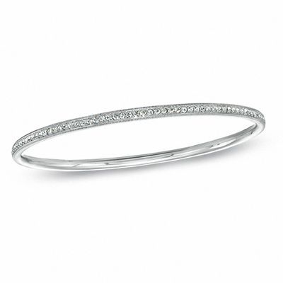 AVA Nadri Crystal Bangle in White Rhodium Brass - 7.5"