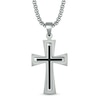 Men's Stacked Cross Pendant in Two-Tone Stainless Steel - 24"