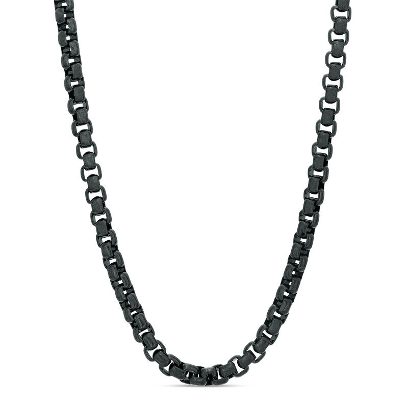 Men's 3.75mm Rolo Chain Necklace in Black IP Stainless Steel - 30"