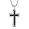 Thumbnail Image 0 of Men's Carbon fibre Stacked Cross Pendant in Stainless Steel - 24"