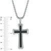 Men's Carbon fibre Stacked Cross Pendant in Stainless Steel - 24"