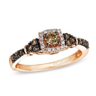 Le Vian Chocolate Diamonds® 0.51 CT. T.W. Diamond Square Frame Engagement Ring in 14K Strawberry Gold™