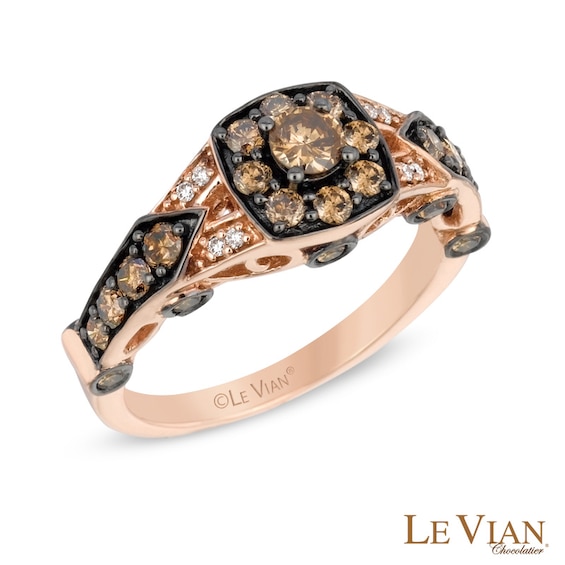 Le Vian Chocolate Diamonds® 1.03 CT. T.W. Diamond Frame Cluster Engagement Ring in 14K Strawberry Gold™