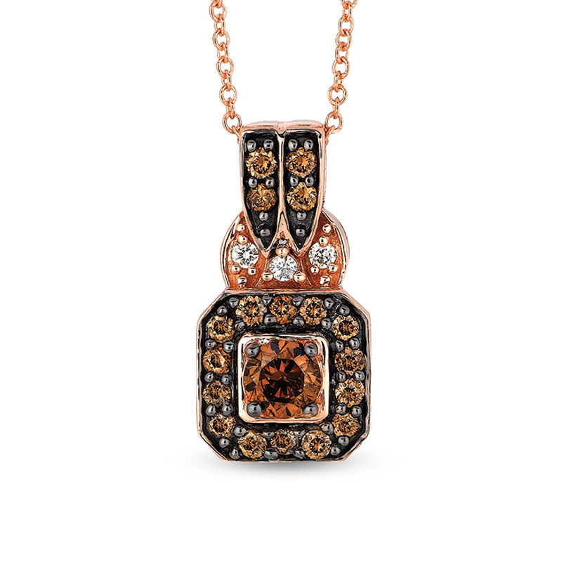 Main Image 1 of Le Vian Chocolate Diamonds® 0.57 CT. T.W. Diamond Frame Pendant in 14K Strawberry Gold™