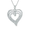 Thumbnail Image 0 of 0.50 CT. T.W. Diamond Multi-Row Ribbon Heart Pendant in Sterling Silver