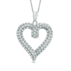 Thumbnail Image 0 of 0.50 CT. T.W. Diamond Layered Ribbon Heart Pendant in Sterling Silver