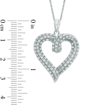 0.50 CT. T.W. Diamond Layered Ribbon Heart Pendant in Sterling Silver